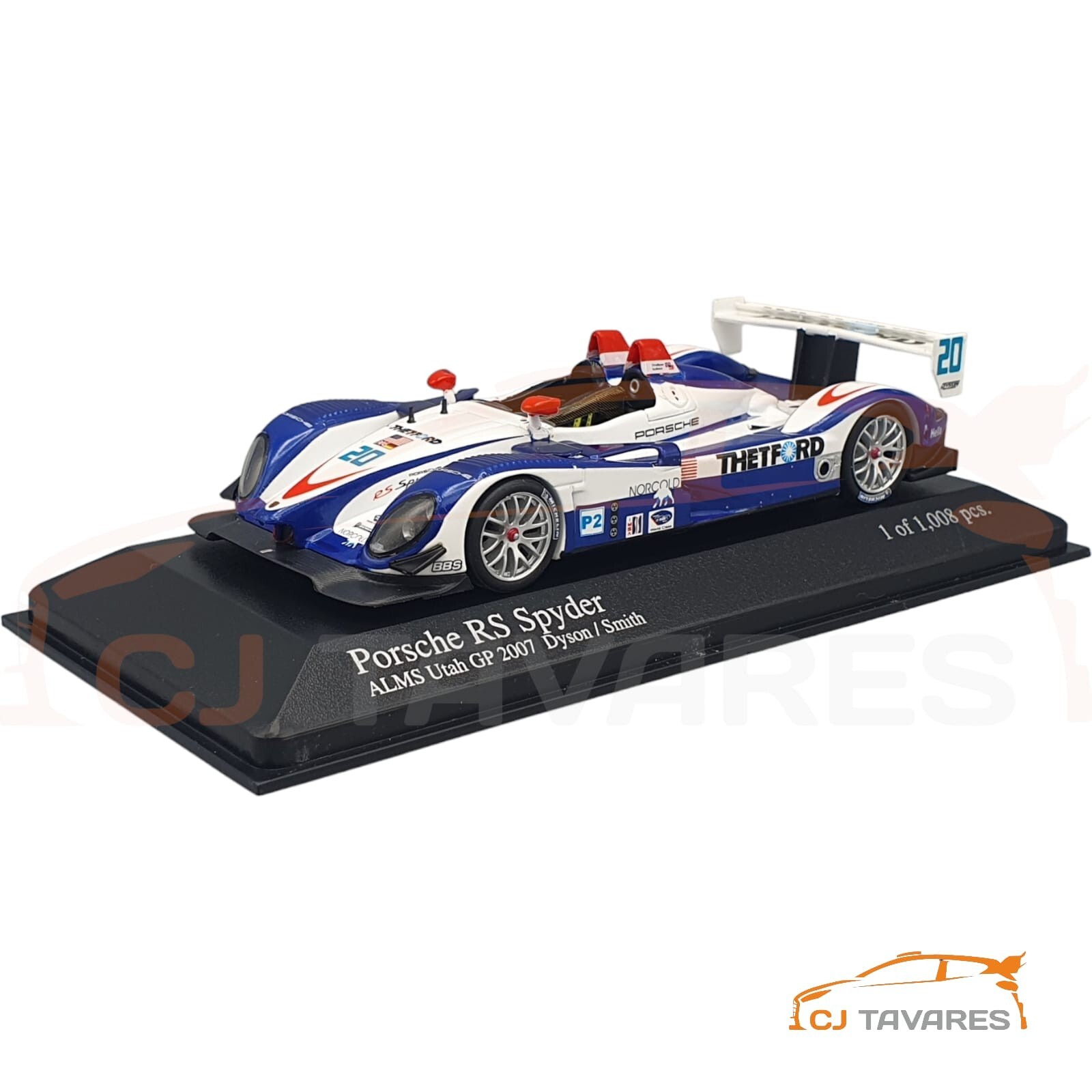 57-5634.jpg MINICHAMPS 400 076620 PORSCHE RS SPYDER #20 ALMS UTAH GP 2007 1/43 - Image 1